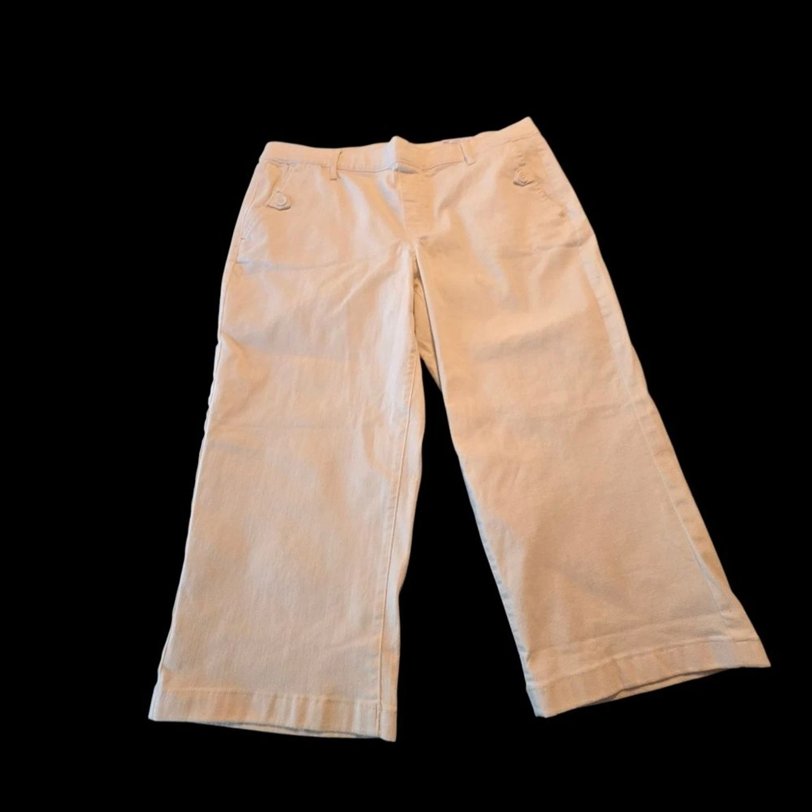 NWT Croft&Barrow Daisy Dew Creme Pale Yellow Mid Rise Wide Leg Capris Size XL