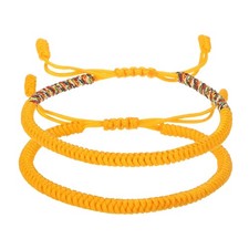 2Pcs Lucky Handmade Braided Rope String Bracelet, Mixed Color Yellow/Yellow