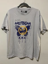 Robin Ruth Men XL Amsterdam Graffiti Grey T Shirt Short Sleeve Art Streetwear