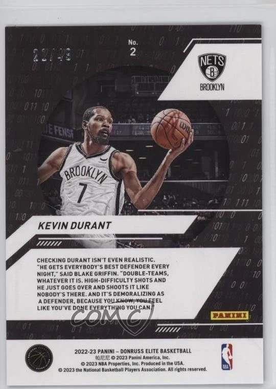 2022-23 Donruss Elite Power Formulas Purple /49 Kevin Durant #2 - Image 2 of 2