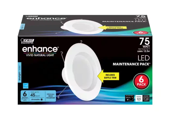 Feit Electric 5/6 in. Integrated LED White Retrofit Recessed Light Trim Dimmable - Image 4 of 4