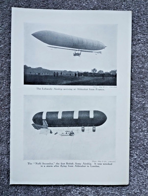Lebaudy und Nulli Secundus Luftschiffe - Antikdruck - 1911