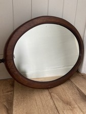 Antique 1930's Oval Oak Framed Bevelled Edge Wall Mirror Vintage 59x43.5cm