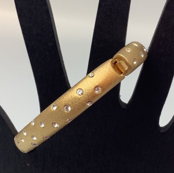 Brushed Solid Goldtone Signed Swarovski Crystal P… - image 3