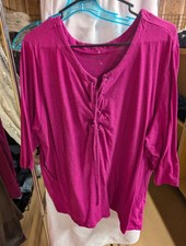 Woman Within 3X Pink Lace-Up Top - 25% Off wi...