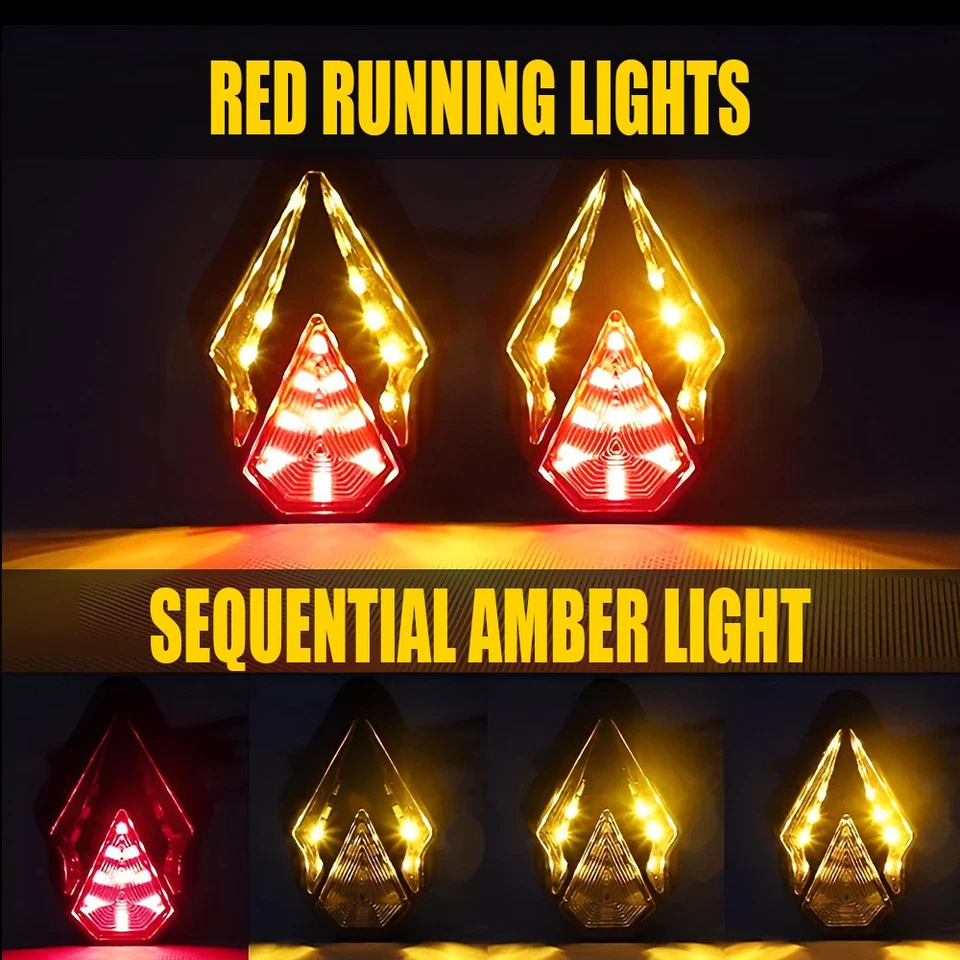 4X Mount Flush Motorcycle Amber Sequential Flowing LED Turn Signal Blinker Light - Image 3 of 4