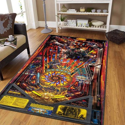Retro Pinball Machine Area Rug   Colorful Arcade Game Design, Perfect For Game R