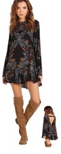 Free People Smooth Talker Tunic Swing Dress Medium Floral Raven Fairy Boho