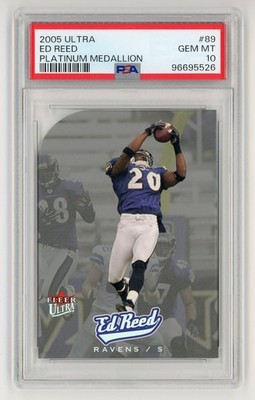 2005 Fleer Ultra #89 Ed Reed Platinum Medallion 20/50 Jersey Number PSA 10 POP 1
