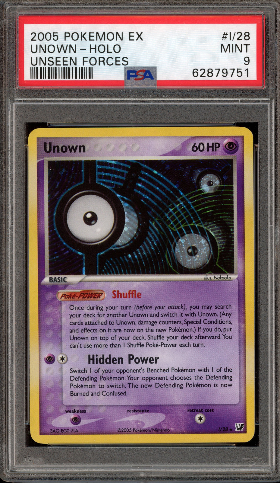 Pokemon Unown EX Unseen Forces Holo Rare #I/28 PSA 9 Mint