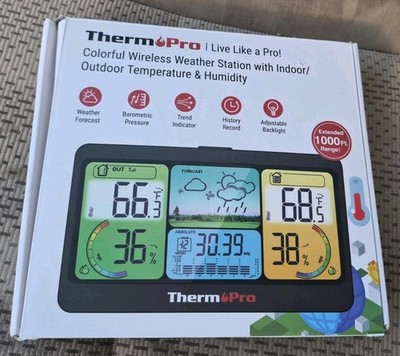ThermoPro TP280 1000FT Home Weather Station, Black New Open Box