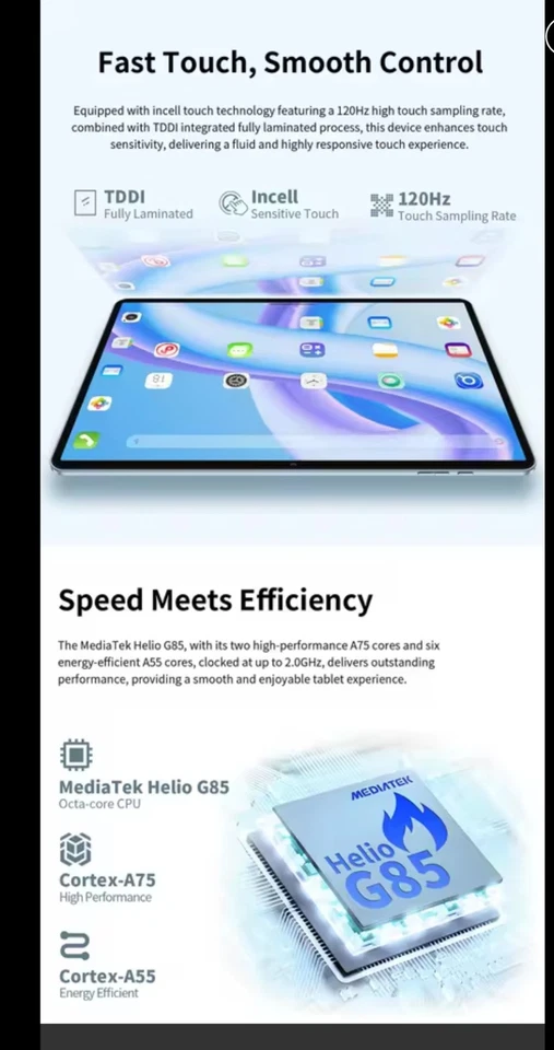 Teclast M50 Plus WiFi+LTE 6+128GB Dualsim GPS Helio G85 8-core 7000mAh Tablet - Image 2 of 4