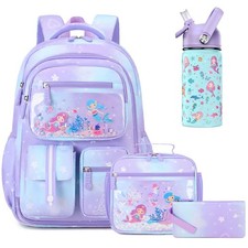 School Backpack for Girls, Mermaids Bookbag Backpack with 14OZ Water Bottle, ...