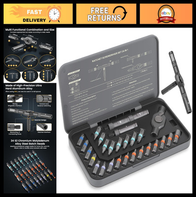 24-in-1 Magnetic Ratchet Screwdriver Set with Precision Bits - DIY, Home Repair,