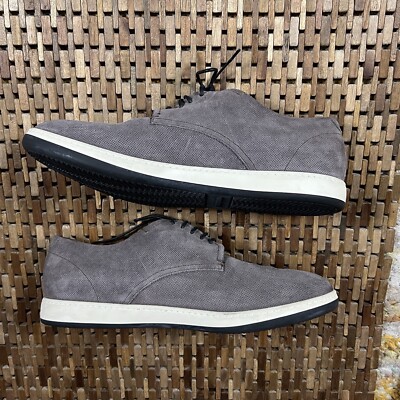 Giorgio Armani Low Top Leather Sneakers Shoes Lace Up Grey Men's