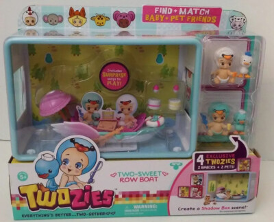 Twozies Two Sweet Row Boat with 4 Exclusive Twozies 2 Babies 2 Pets 