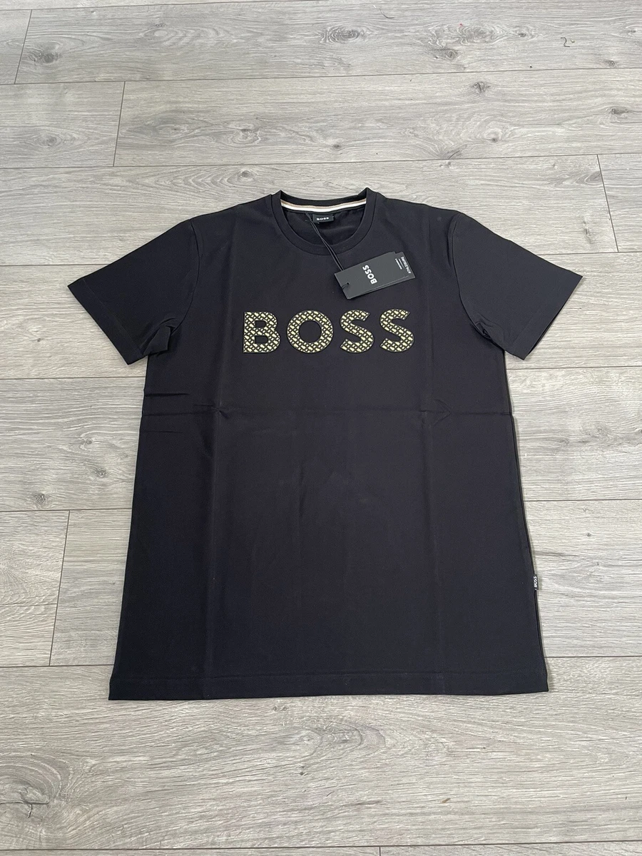 Hugo boss t shirt black gold online