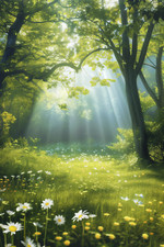 WOODLAND FLORAL FLOWER MEADOW CANVAS PICTURE PRINT WALL ART