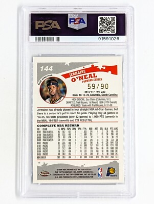 その他 2005 Topps Jermaine O'Neal auto PSA9 2005-06 Topps Chrome Blue X-Fractor #144 Jermaine O'Neal /90 PSA 9
