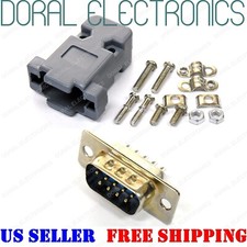 DB9 9-Pin Male Solder Cup Connector Plastic Hood Shell Hardware DB-9