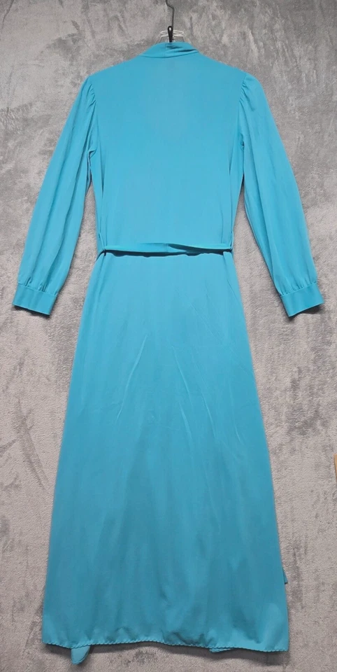 Madienform Mujer Camisón Bata Conjunto Talla Pequeña Azul Cinturón Bolsillos Maxi Foto 2 de 4