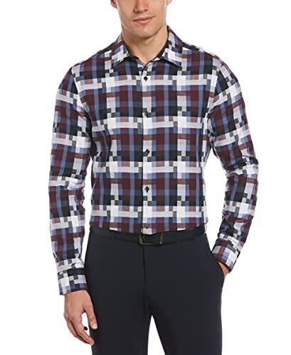 Мужская квадратная клетчатая рубашка Perry E в клетку с длинным рукавом на пуговицах, M
