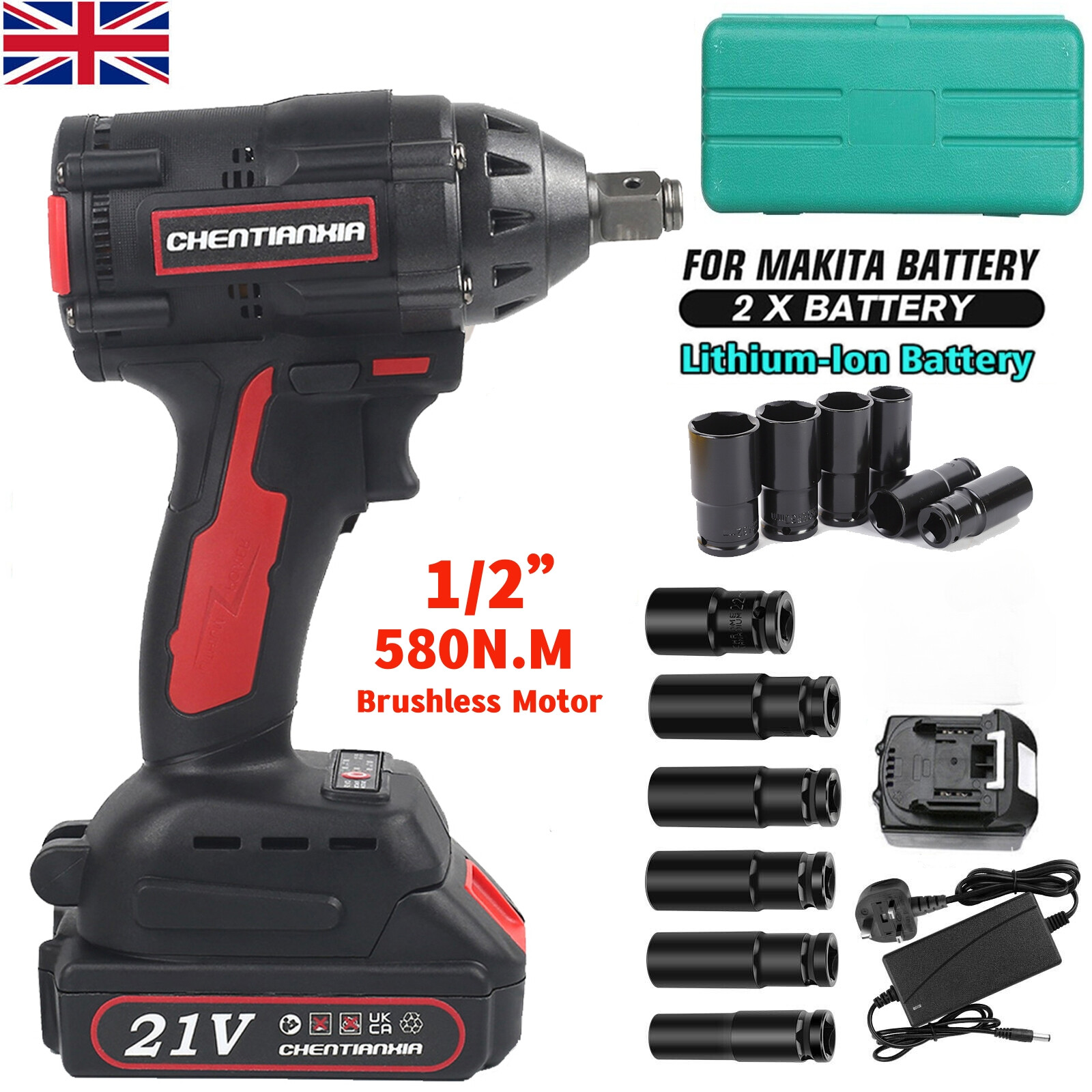 Brushless Cordless Electric Impact Wrench Drill Gun Ratchet Driver For