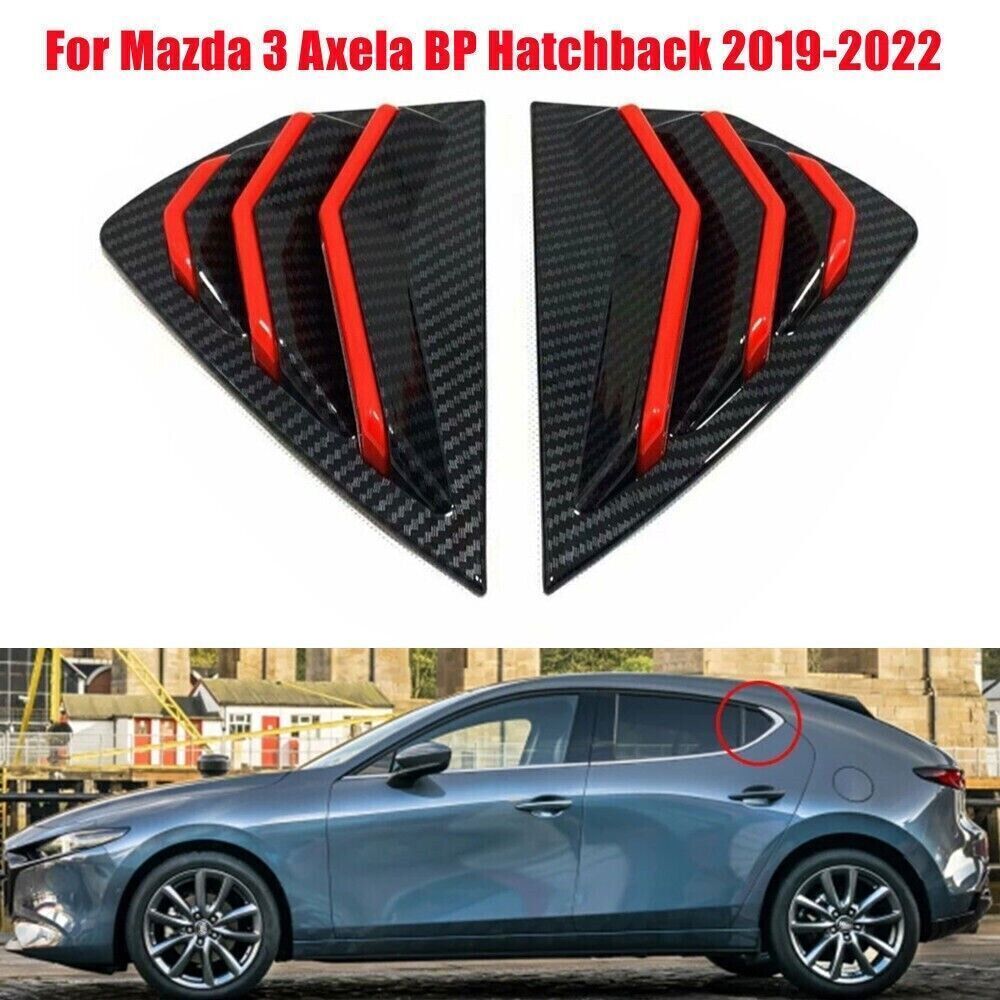 Carbon Fiber Style Side Window Louver Cover for Mazda 3 Hatchback 2019-2022