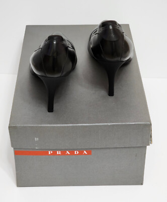 BRAND NEW PRADA CALZATURE DONNA NAPPA SPORT BLACK LEATHER PUMPS