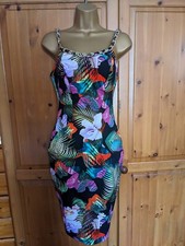 Lipsy Bodycon Dress 8 Cami Tropical Floral Sexy Party Chain Strap Scuba. BNWT