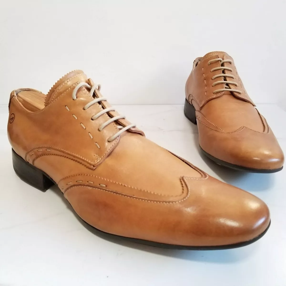 BRONX British Tan Leather Men s Oxfords Wingtips Casual Shoes Size