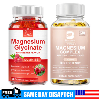 Magnesium Glycinate Gummies High Strength 500mg Stress & Anxiety Relief Capsules