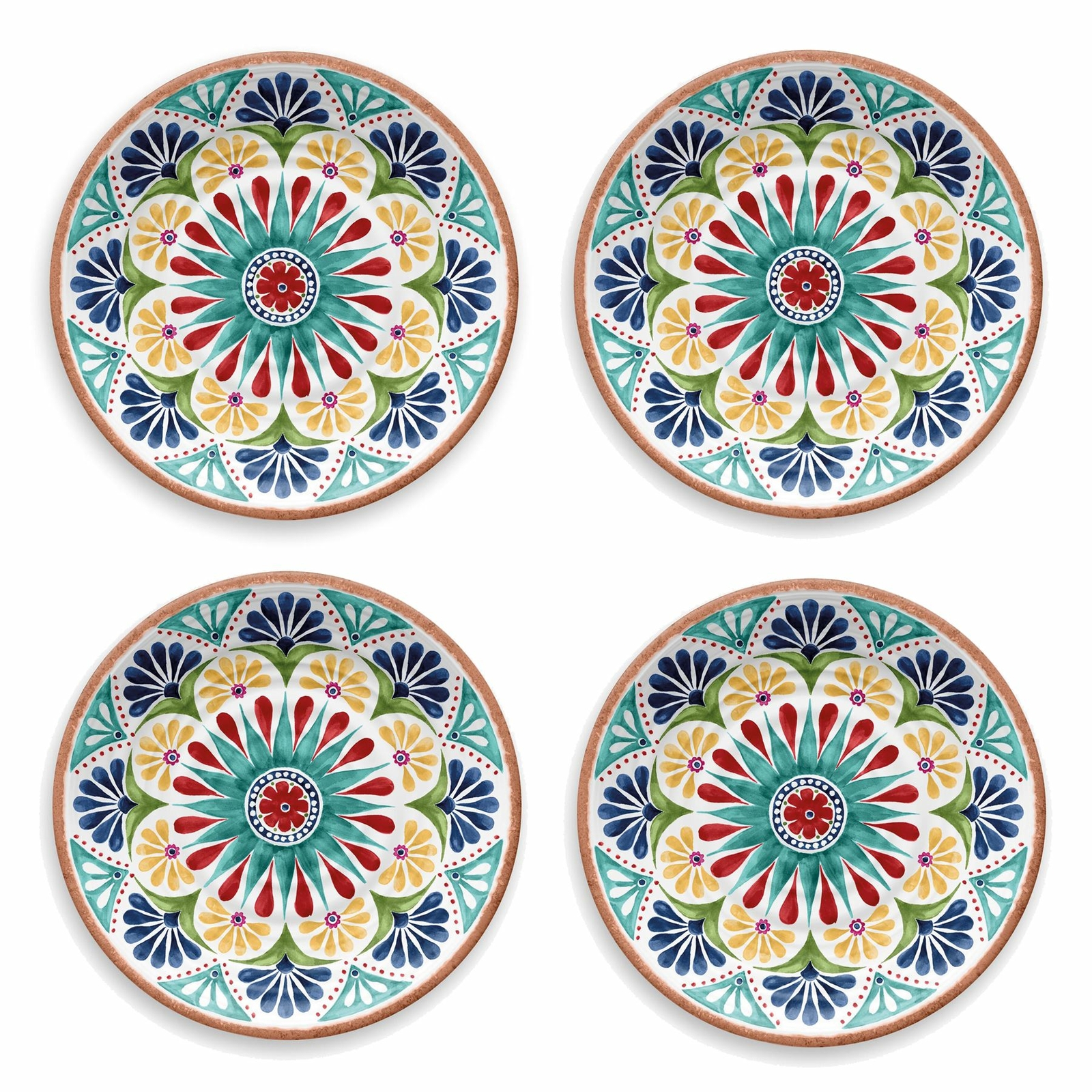Purely Home Rio Medallion Outdoor/Camping/BBQ-Plastic/Melamine Dinner Plates x 4
