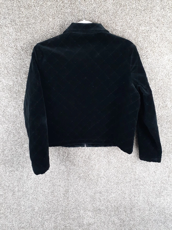 Chaqueta acolchada de terciopelo negra Hanna Andersson para mujer M cremallera cuello delantero de colección años 90 Foto 2 de 4