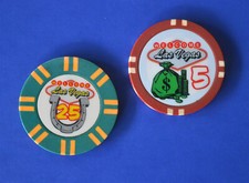 WELCOME TO LAS VEGAS VINTAGE POKER CHIPS CASINO 5 AND 25