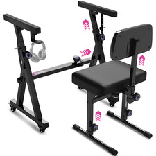 Piano Stand w/ Wheels  Bench Set - Adjustable for 54-88 Key Digital Keyboards