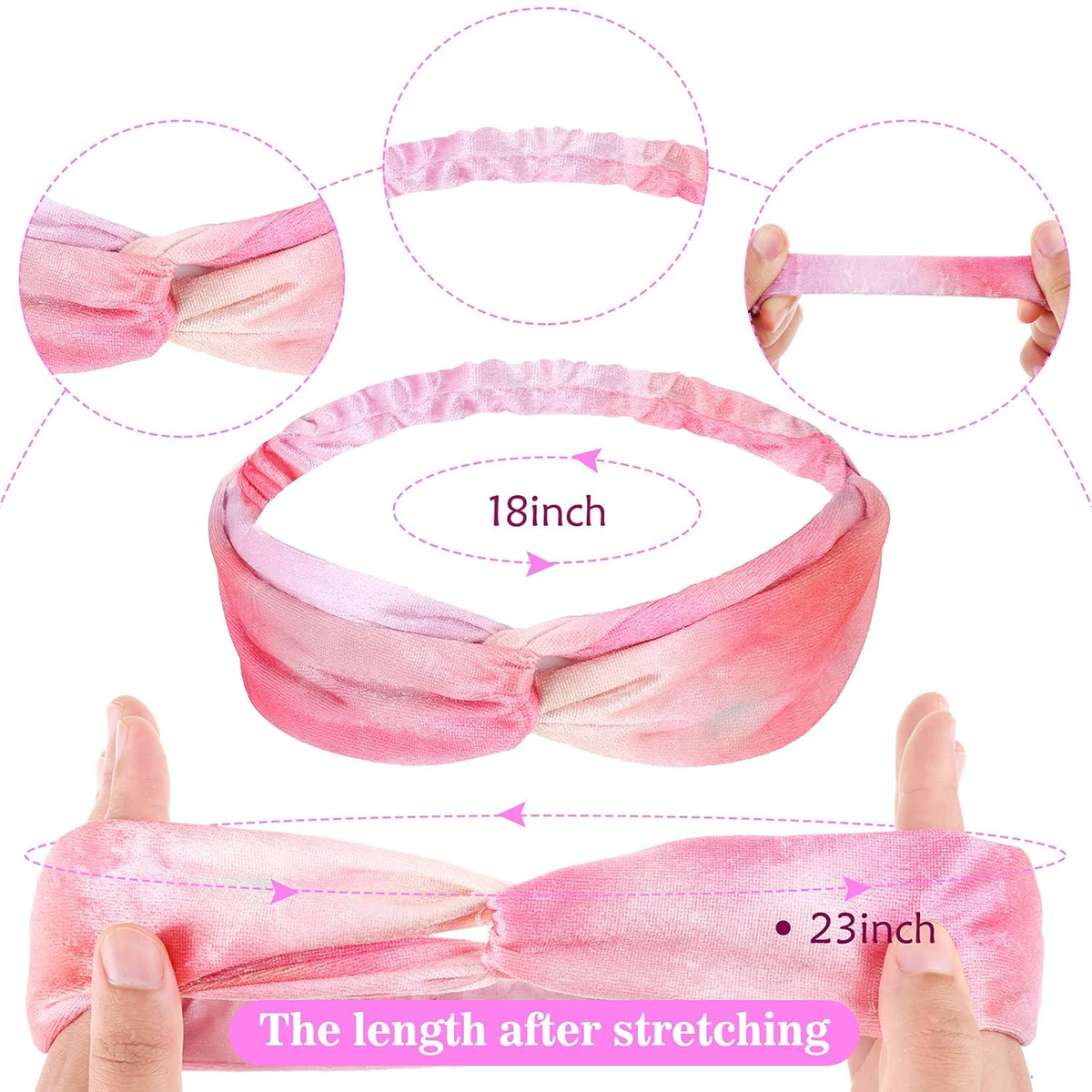 Rainbow Tie Dye 9 Pieces Hairband for Girls - Velvet Fabric  display picture 1