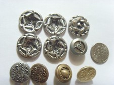 10 vintage metal assorted designs collector buttons lot 52414