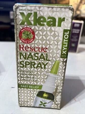 Xlear Rescue Nasal Spray with Xylitol, All-Natural Saline Nasal Spray  Exp 1/27