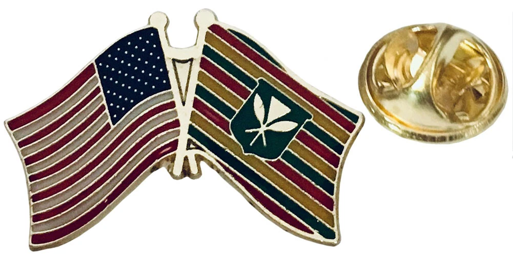 Pack of 24 USA 50 Star & Kanaka Maoli Hawaii Hawaiian Combo Hat Cap lapel Pin