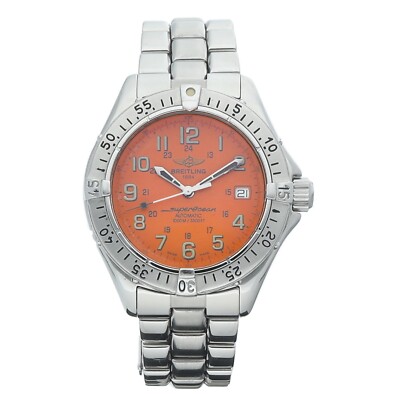 Breitling Superocean A17040 41 mm Steel Arabic Orange Dial Automatic Men's Watch