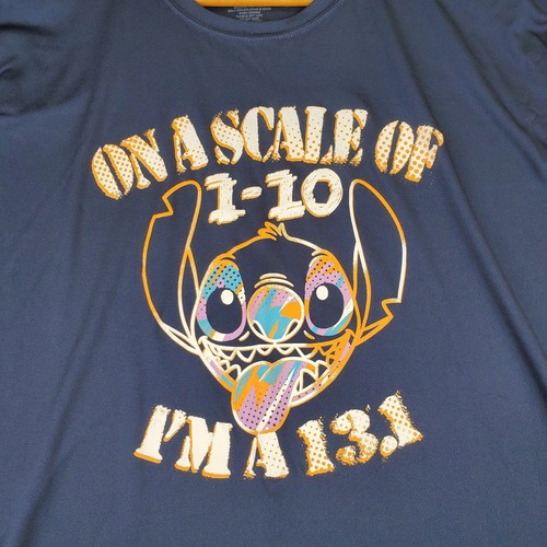 Disney Half Marathon Race Shirt Men XXXL 3XL Blue Lilo and Stitch Run 13.1 Scale