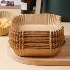 50pcs Air Fryer Liner Disposable Non-stick Steamer Mat Oven Safe Square Paper