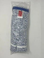 NEW 1TYY6 Looped End Finish Mop, Medium, White/Blue (I32T)