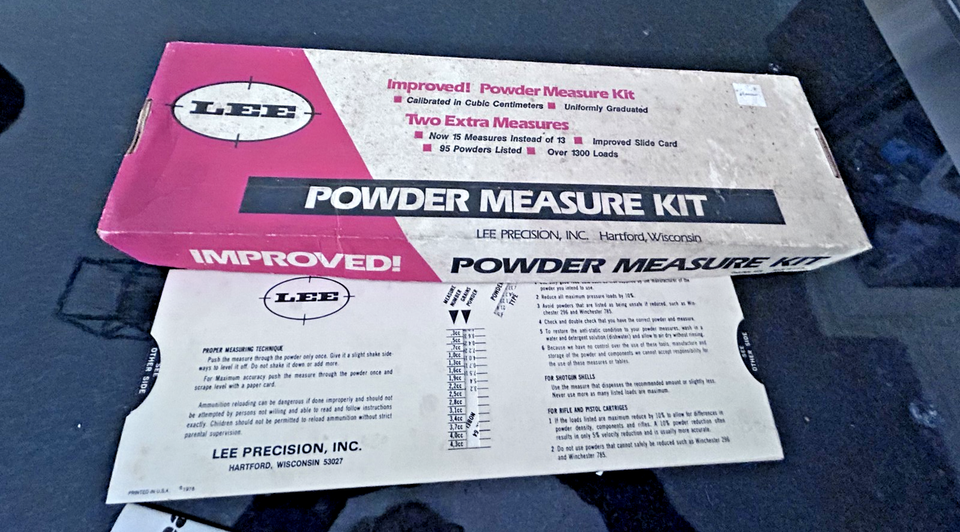 Lee Precision Powder Measure Kit 90100 Reloading Dippers Set w/ Box ...