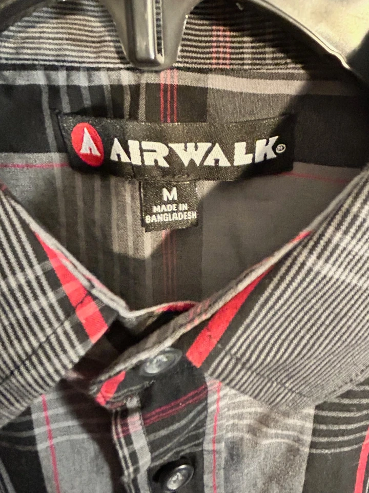 Camisa skatista manga curta xadrez Airwalk média cinza/vermelho/preto/branco - Imagem 2 de 4