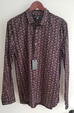 NWT JOHN VARVATOS BUTTON DOWN PRINT LONG SLEEVE CASUAL / PARTY SHIRT SIZE M