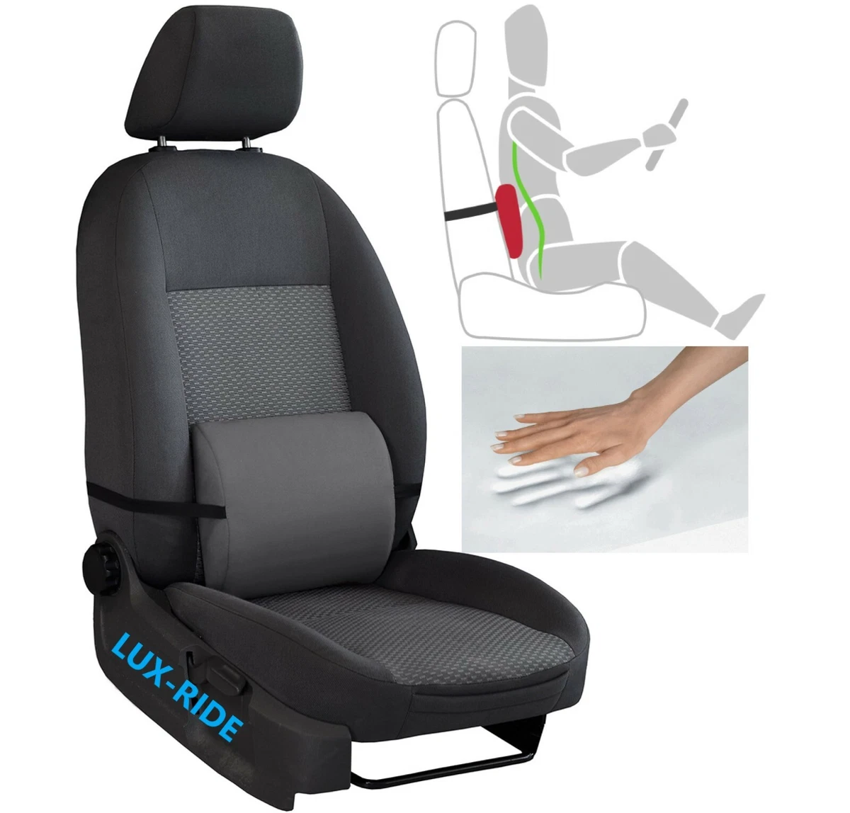 Lumbar Support Pillow Car Back Support, Custom fit for Car, Memory