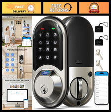 Smart Fingerprint Door Lock Deadbolt, App Control, Keyless Entry, Satin Nickel F