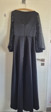 Damen Abendkleid lang schwarz V-Ausschnitt La...
